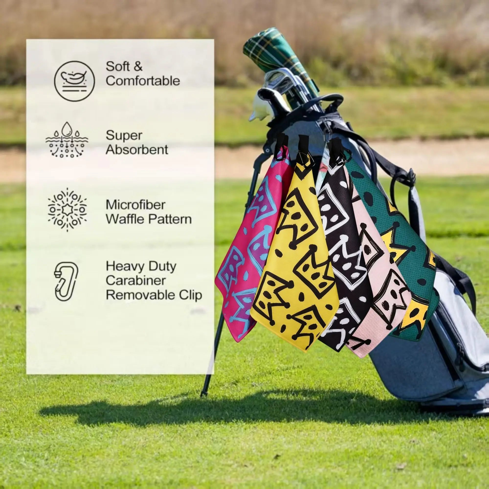 Crown Golf Towel – Microfiber Waffle | 6 Colours