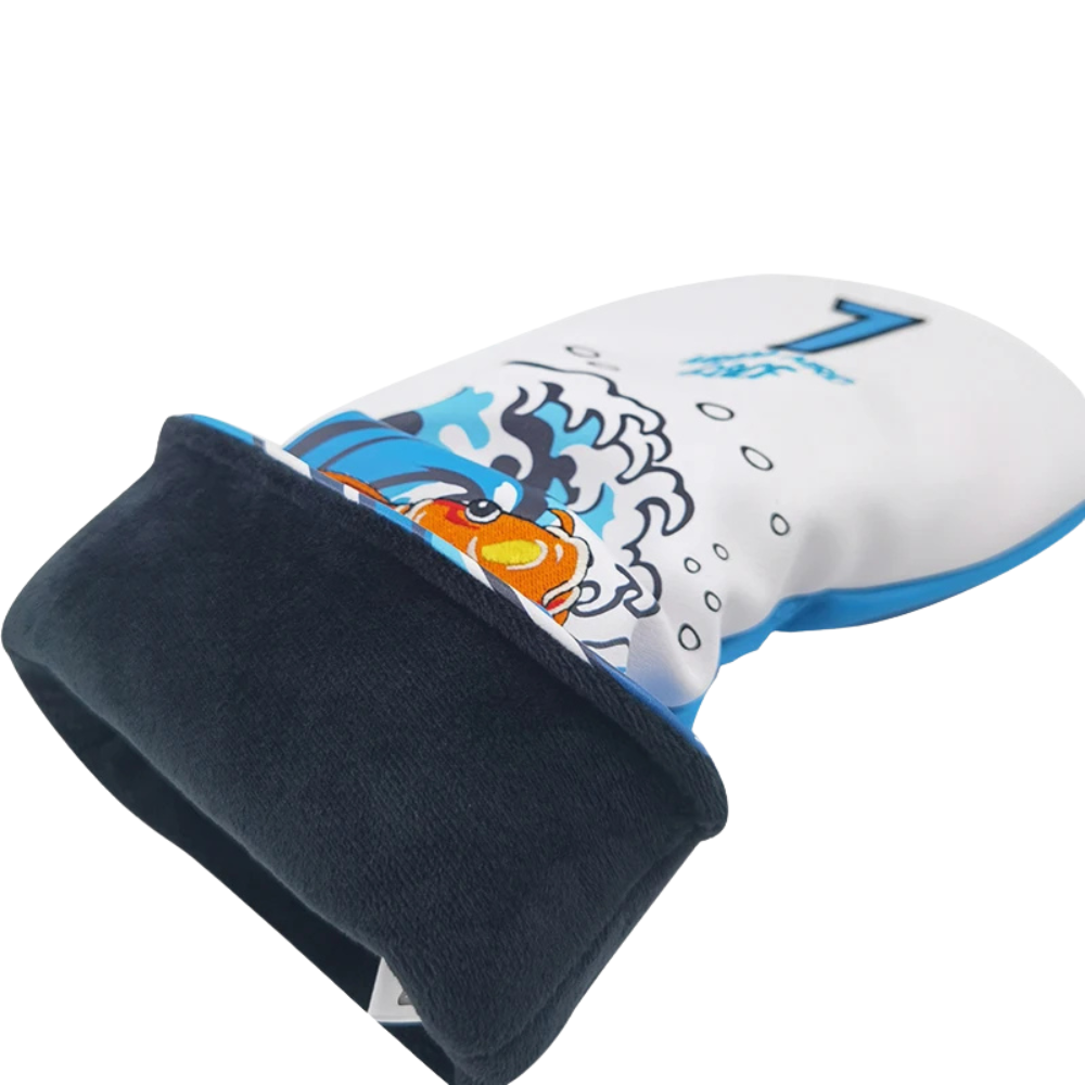 Thick plush lining inside Koi Fish fairway head cover for scratch protection