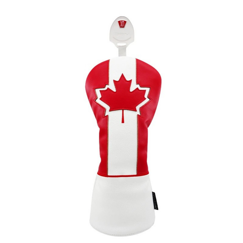Maple Leaf hybrid cover in red and white PU leather with fur lining - front view