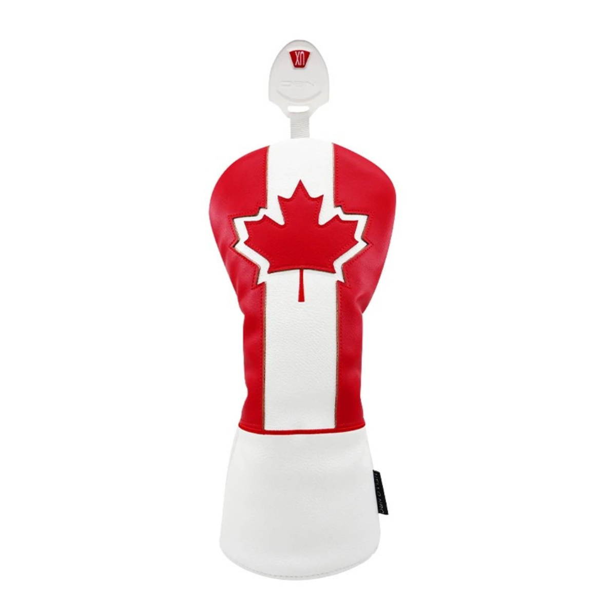 Maple Leaf hybrid cover in red and white PU leather with fur lining - front view