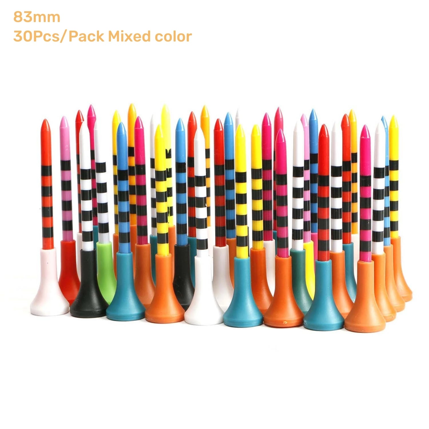 Reusable Golf Tees with Rubber Cover – 30-Pack | 70mm & 83mm