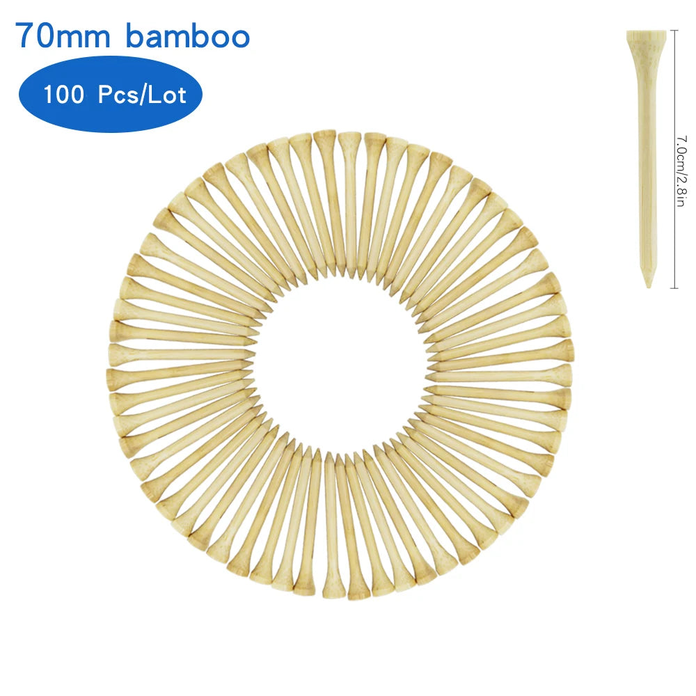 Wooden Golf Tees - 100-Pack in 4 Sizes (Bamboo/Wood)