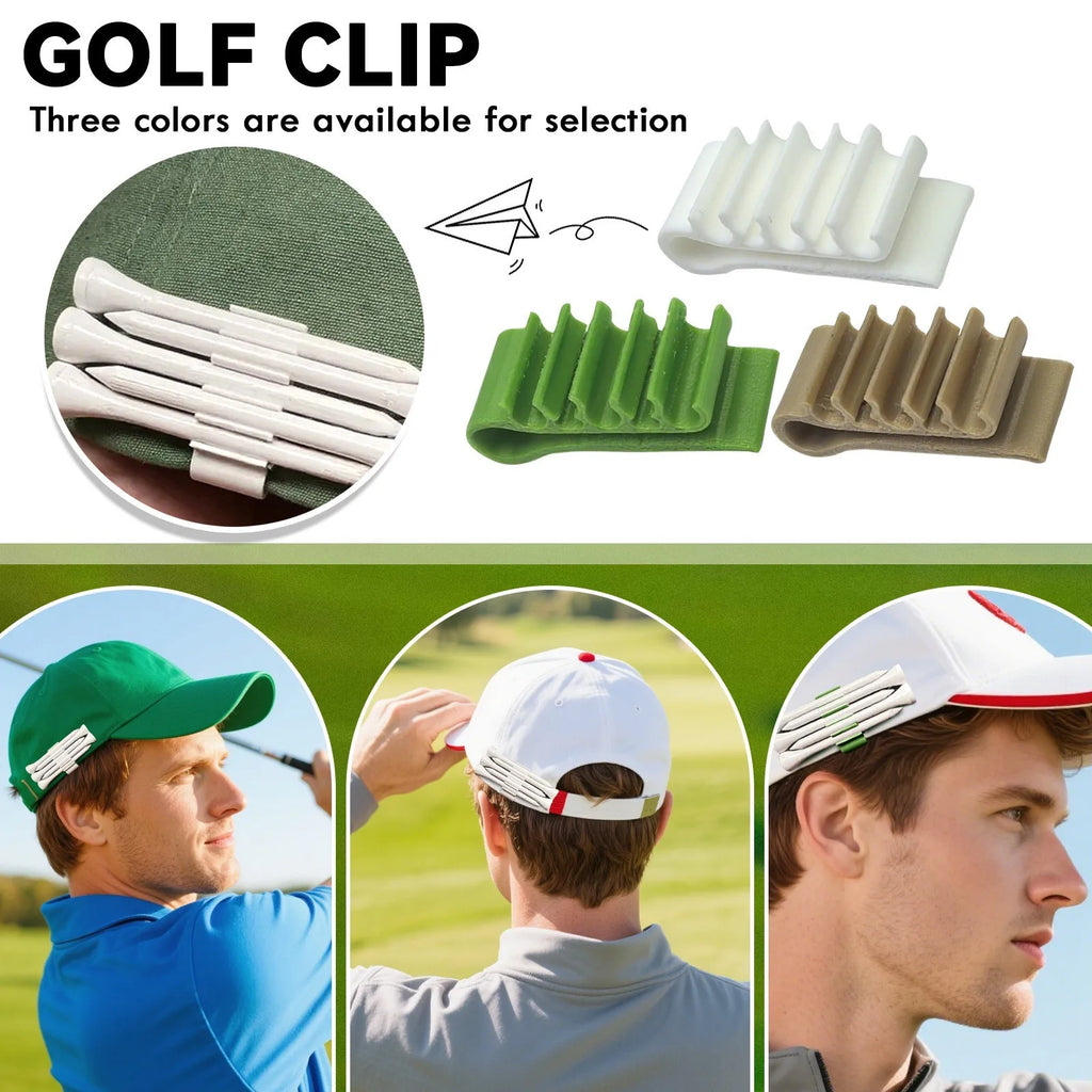 Golf Tee Holder Clip – Never Dig for a Tee Again | Holds 3 Tees, Clips to Hat or Bag