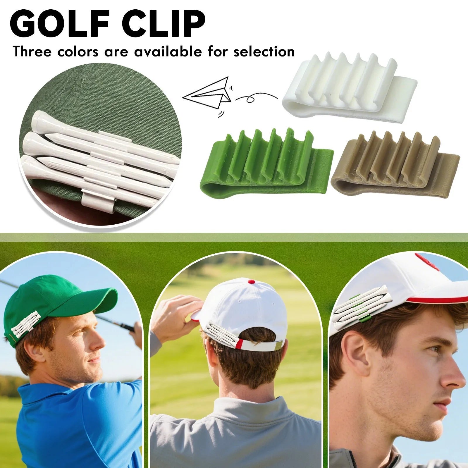 Golf Tee Holder Clip – Never Dig for a Tee Again | Holds 3 Tees, Clips to Hat or Bag